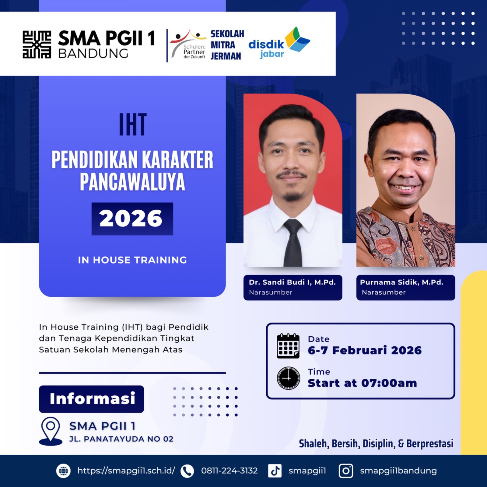 In House Training (IHT) 2026 Pendidikan Karakter Pancawaluya, Jumat-Sabtu/6-7 Februari 2026 In House Training (IHT) 2026 Pendidikan Karakter Pancawaluya, Jumat-Sabtu/6-7 Februari 2026